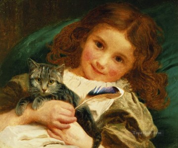 Pets and Children Painting - Awake Sophie Gengembre Anderson pet girl